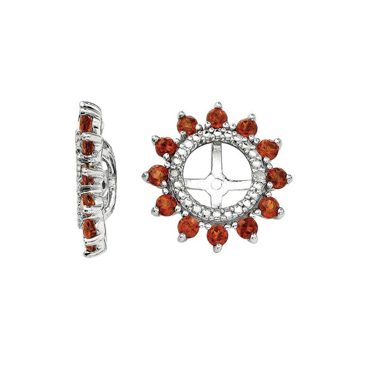 Diamond Accent & Genuine Garnet Sterling Silver Earring Jackets