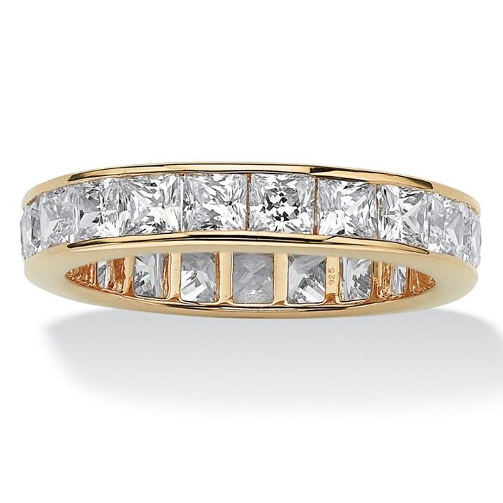 Diamonart Womens 5 1/4 Ct. T.w. White Cubic Zirconia 18k Gold Over Silver Band