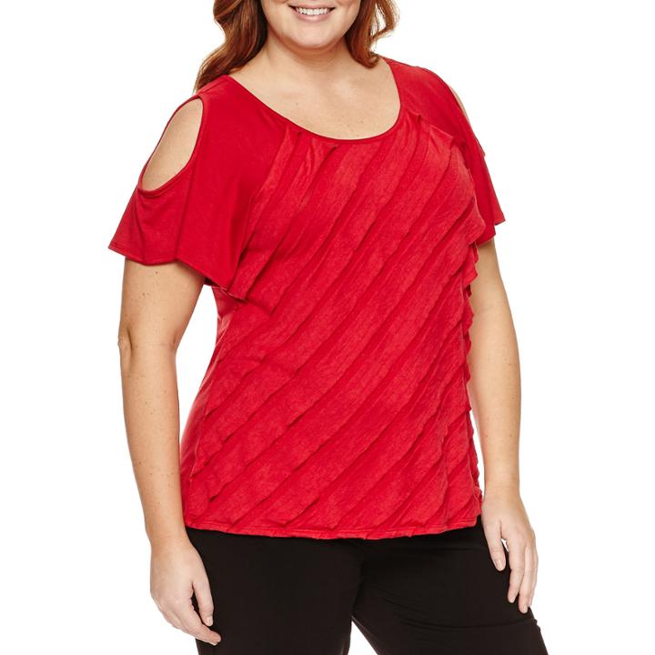Alyx Short Sleeve Round Neck Knit Blouse-plus
