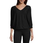 Liz Claiborne Long Sleeve V Neck Layered T-shirt-womens