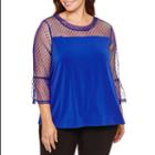 Worthington 3/4 Mesh Sleeve Knit Blouse-plus