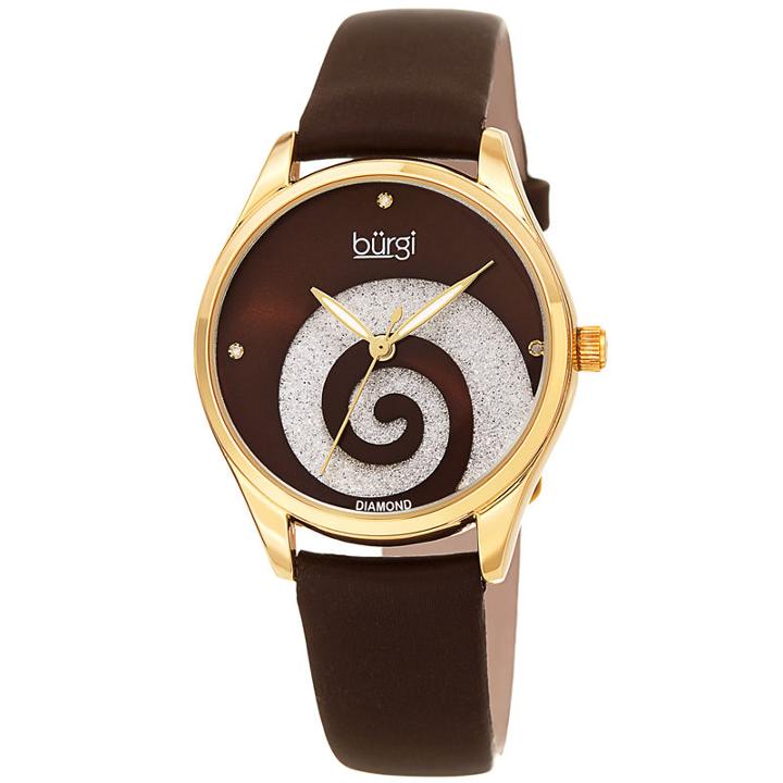 Burgi Womens Brown Strap Watch-b-201br