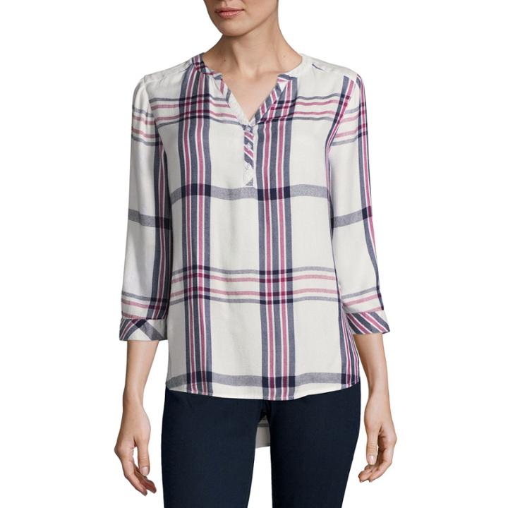 St. John's Bay Long Sleeve Fitted Sleeve Henley Shirt Talls