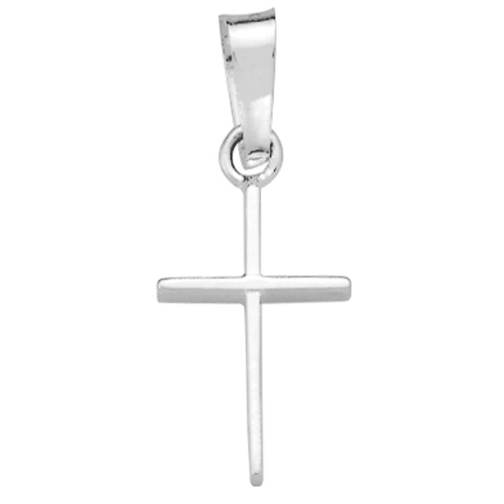 14k White Gold Polished Cross Charm Pendant