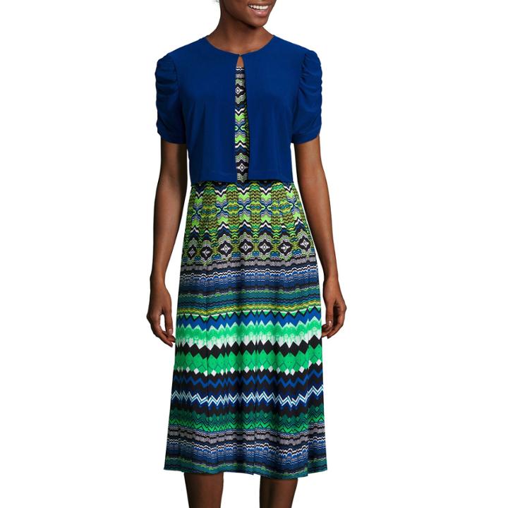 Danny & Nicole Short-sleeve Aztec Jacket Dress