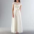 Stenay Cap-sleeve Lace-bodice Wedding Gown