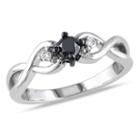 Womens 1/3 Ct. T.w. Color Enhanced Round Black Diamond Sterling Silver Engagement Ring