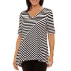 Sag Harbor 3/4 Sleeve V Neck T-shirt-womens