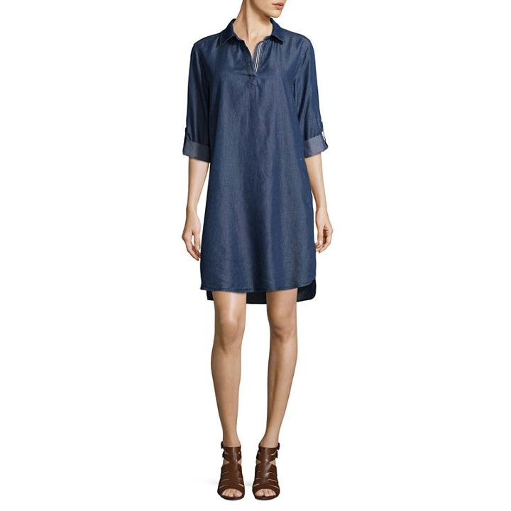 Luxology 3/4 Sleeve Shirt Dress