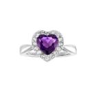 Womens Lab Created Purple Amethyst Sterling Silver Cocktail Ring