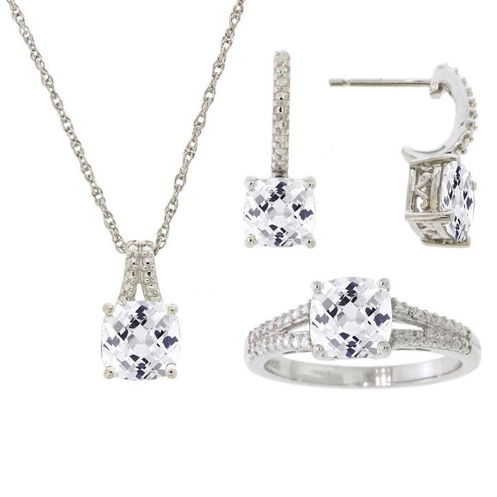 Womens 3-pc. White Sapphire Sterling Silver Jewelry Set