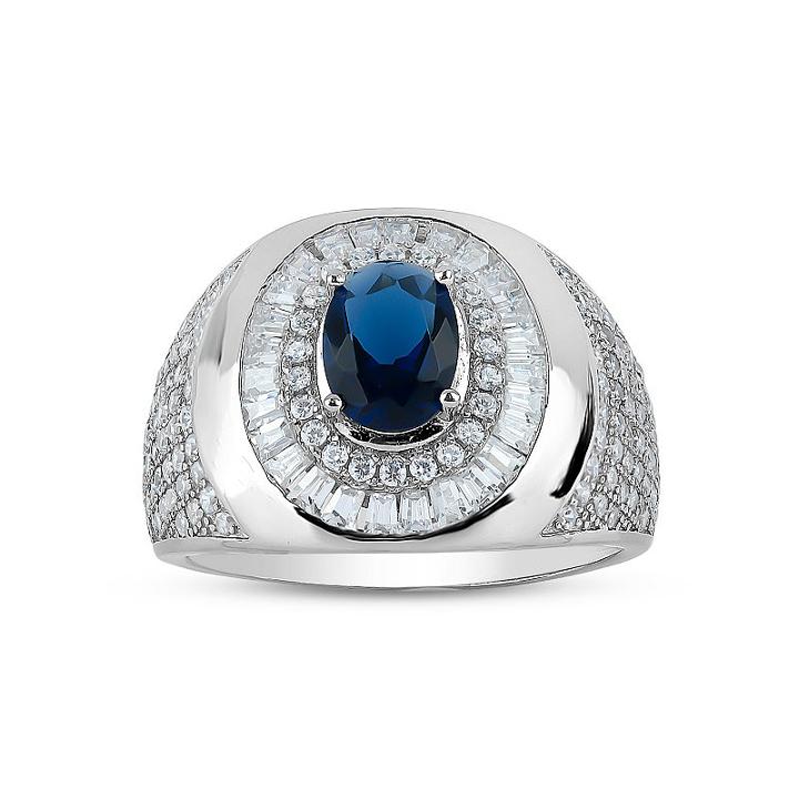 Mens Oval Blue Sapphire
