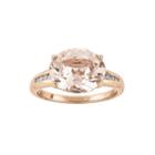 Oval Genuine Morganite And Diamond-accent 14k Rose Gold Ring