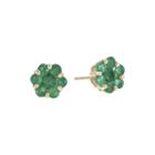 Limited Quantities Genuine Emerald 14k Yellow Gold Flower Earrings
