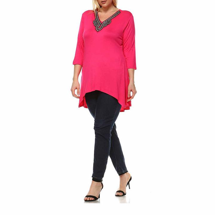 White Mark Tonya Tunic Top-plus