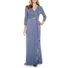 Jackie Jon Long Sleeve Embellished Evening Gown