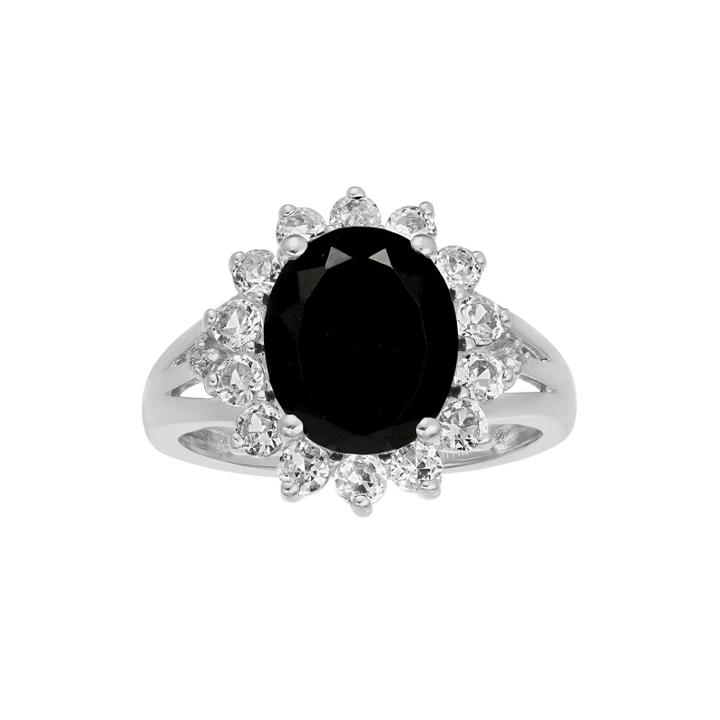 Oval Genuine Black Onyx And Lab-created White Sapphire Ring