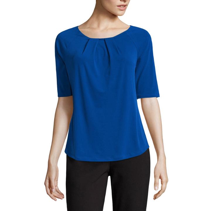 Liz Claiborne Elbow Sleeve Crew Neck T-shirt