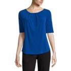 Liz Claiborne Elbow Sleeve Crew Neck T-shirt