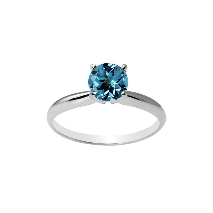 Womens Blue Topaz Blue 10k Gold Solitaire Ring