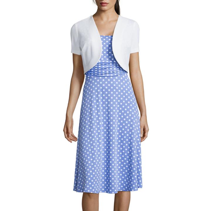 Perceptions Sleeveless Dot-print Jacket Dress