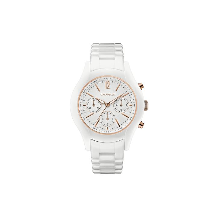 Caravelle Womens White Strap Watch-45l174