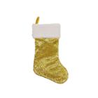 18 Shiny Metallic Gold Sequined Christmas Stocking With White Faux Fur Cuff