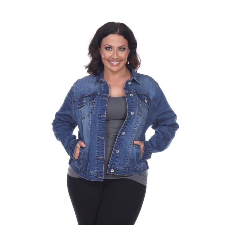 White Mark Denim Jacket-plus
