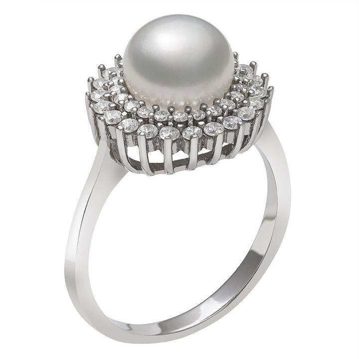 Womens 8mm White Cultured Freshwater Pearls Sterling Silver Cocktail Ring