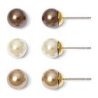 Vieste 3-pr. Silver-tone Pearlized Glass Bead Earrings