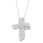 Diamonart Womens 1 Ct. T.w. White Cubic Zirconia Cross Pendant Necklace