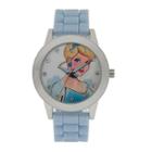 Disney Cinderella Womens Crystal-accent Blue Silicone Strap Watch