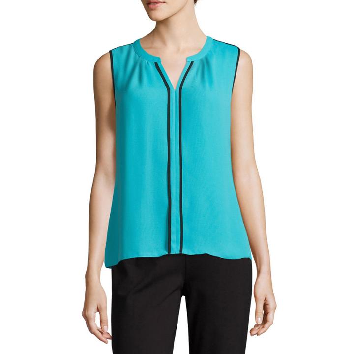 Liz Claiborne Sleeveless V Neck Woven Blouse-petites