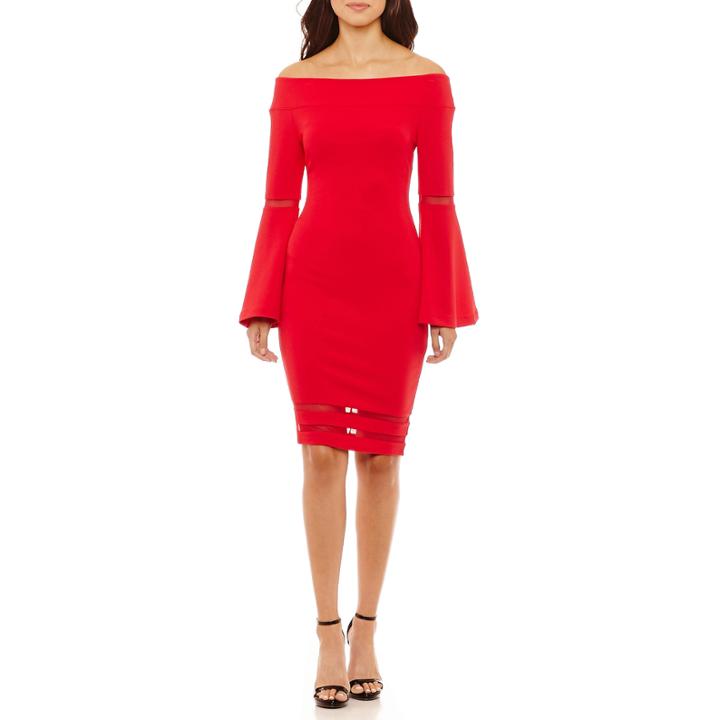 Bold Elements Off The Shoulder Bell Sleeve Dress