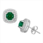 Simulated Emerald Sterling Silver Earrings