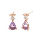 Genuine Amethyst And Diamond-accent 10k Rose Gold Filigree Drop Earrings
