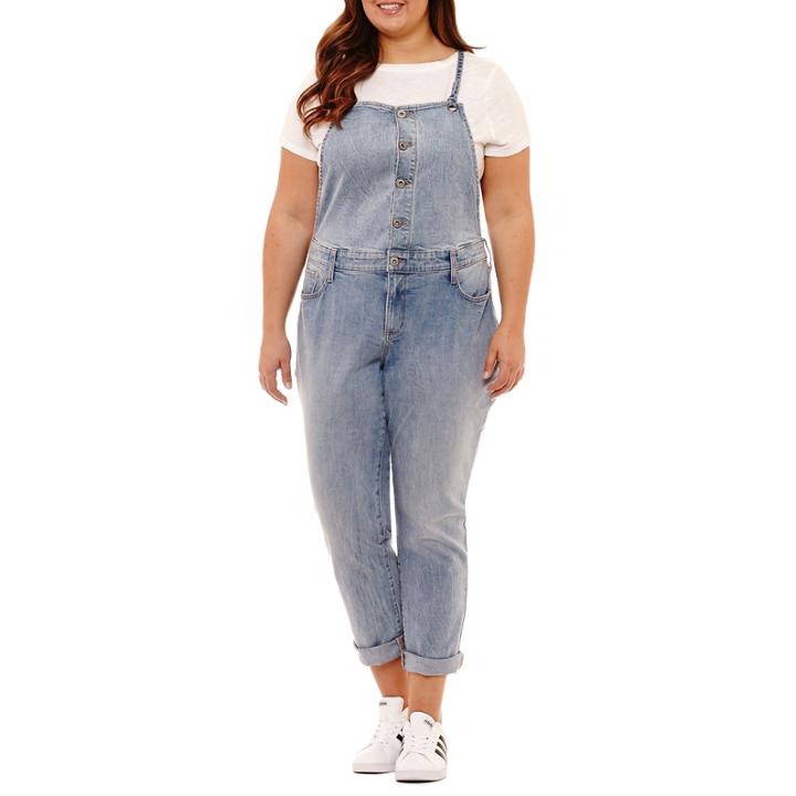 Arizona Button Front Overalls-juniors Plus