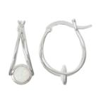Lab-created Opal Sterling Silver Hoop Earrings