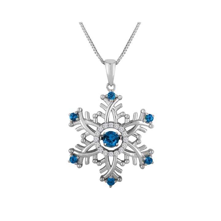 Love In Motion&trade; Genuine Blue Topaz And Lab-created Sapphire Snowflake Necklace