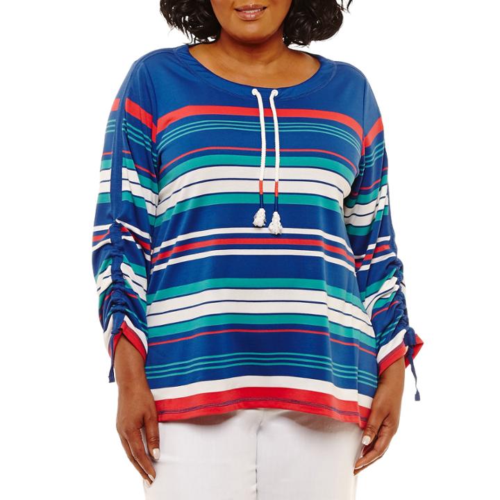 Lark Lane Mix N Mingle French Terry Drawstring Top- Plus