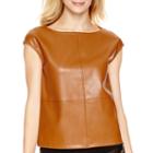 Worthington Cap-sleeve Faux-leather Front Top
