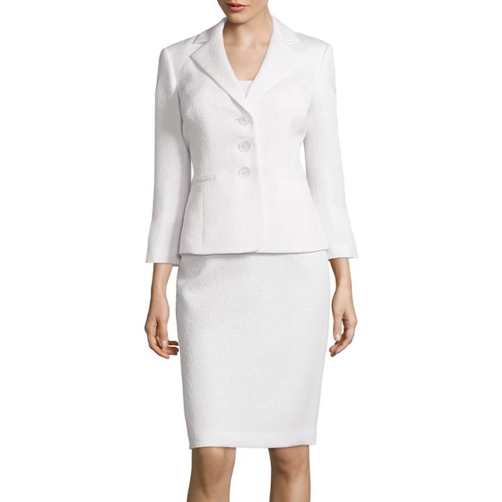 Black Label By Evan-picone Long-sleeve Jacquard Fifth Sunday Skirt Suit Set