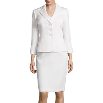 Black Label By Evan-picone Long-sleeve Jacquard Fifth Sunday Skirt Suit Set