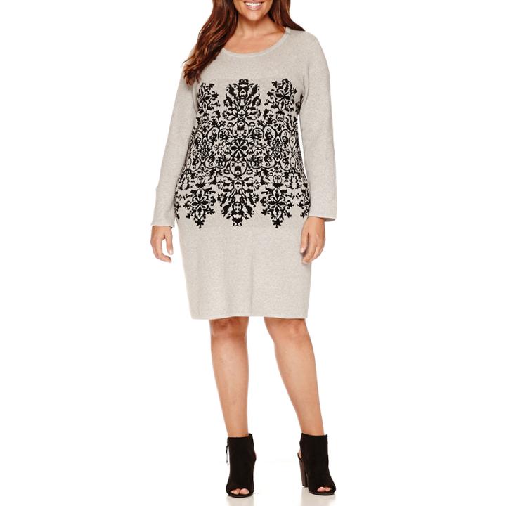 Studio 1 Long Sleeve Sweater Dress-plus