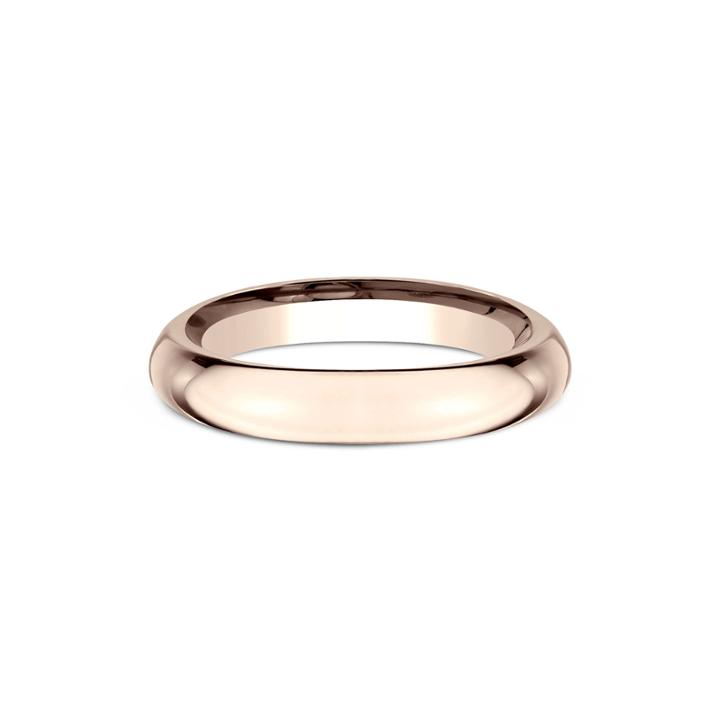 Womens 14k Rose Gold 3mm High Dome Comfort-fit Bnd