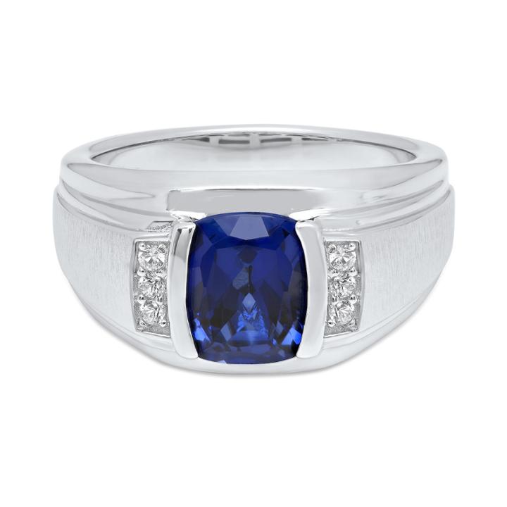 Mens Round White Cubic Zirconia 14k