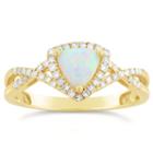 Womens 1/5 Ct. T.w. Genuine White Opal 10k Gold Cocktail Ring