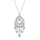 1928 Jewelry Crystal Teardrop Silver-tone Pendant Necklace
