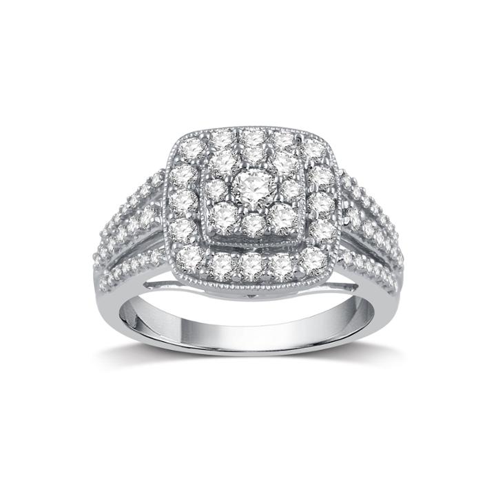 Diamond Blossom Womens 1 Ct. T.w. Genuine White Diamond 10k Gold