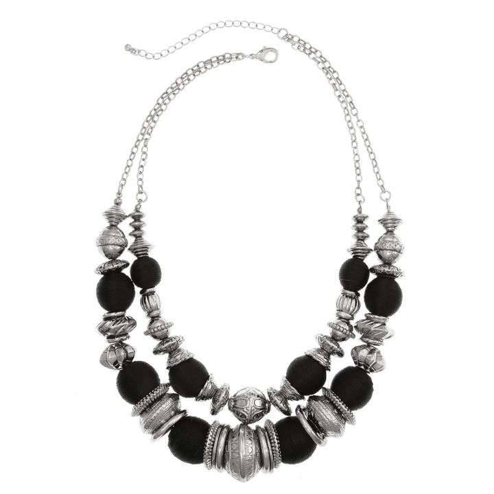 El By Erica Lyons El By El Black Silver Beaded Necklace
